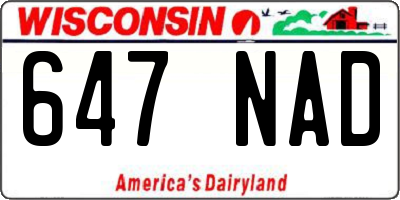 WI license plate 647NAD