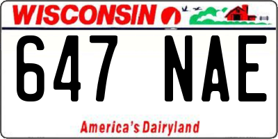 WI license plate 647NAE