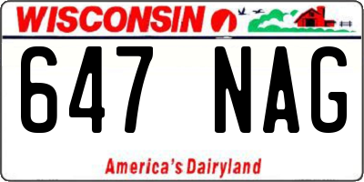 WI license plate 647NAG