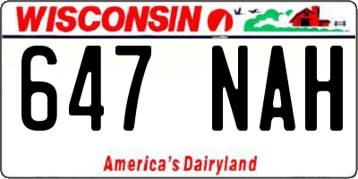 WI license plate 647NAH