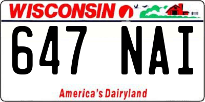 WI license plate 647NAI