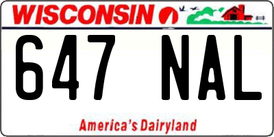 WI license plate 647NAL