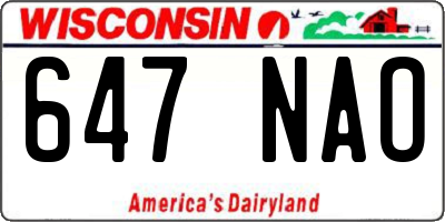 WI license plate 647NAO