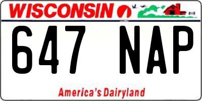 WI license plate 647NAP