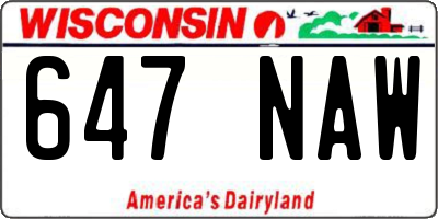 WI license plate 647NAW