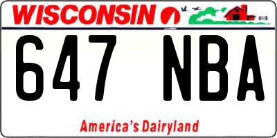 WI license plate 647NBA