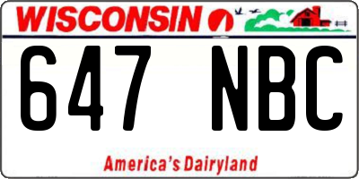 WI license plate 647NBC