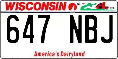 WI license plate 647NBJ