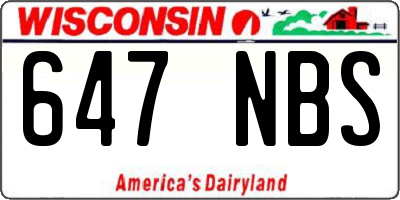 WI license plate 647NBS