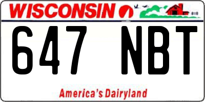 WI license plate 647NBT