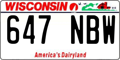 WI license plate 647NBW