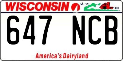 WI license plate 647NCB