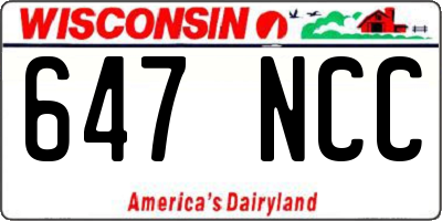 WI license plate 647NCC