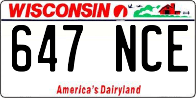 WI license plate 647NCE