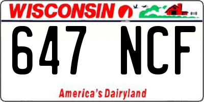 WI license plate 647NCF