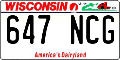 WI license plate 647NCG