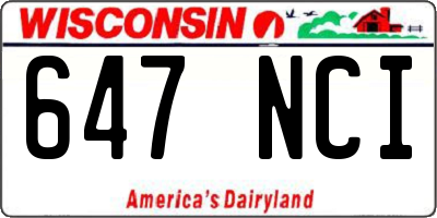 WI license plate 647NCI