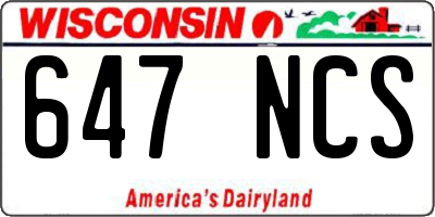 WI license plate 647NCS