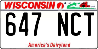 WI license plate 647NCT