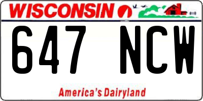 WI license plate 647NCW