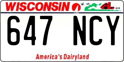 WI license plate 647NCY