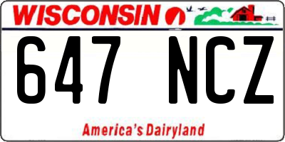 WI license plate 647NCZ