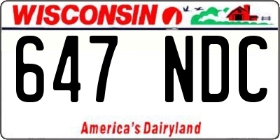 WI license plate 647NDC