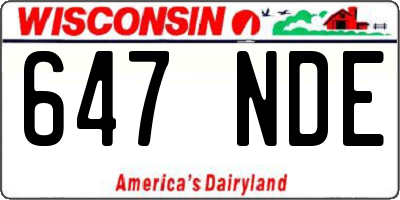 WI license plate 647NDE