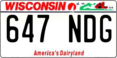 WI license plate 647NDG