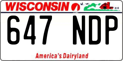 WI license plate 647NDP