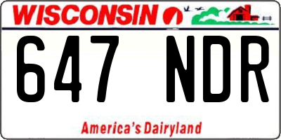 WI license plate 647NDR