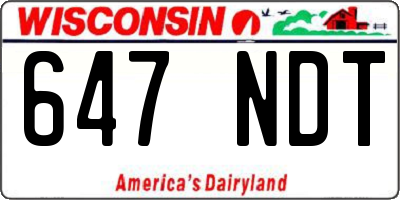 WI license plate 647NDT