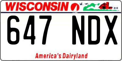 WI license plate 647NDX