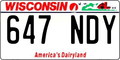 WI license plate 647NDY