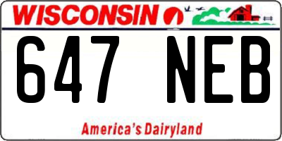 WI license plate 647NEB