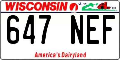 WI license plate 647NEF