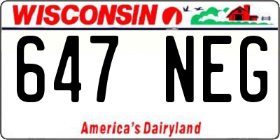 WI license plate 647NEG
