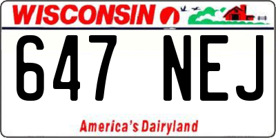 WI license plate 647NEJ