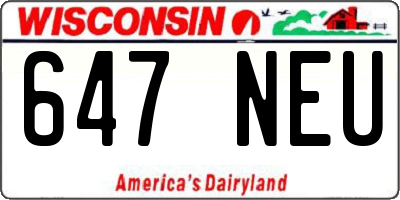 WI license plate 647NEU