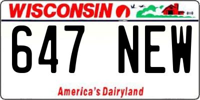 WI license plate 647NEW