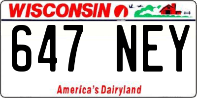 WI license plate 647NEY