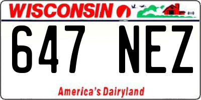 WI license plate 647NEZ