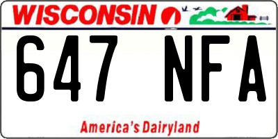 WI license plate 647NFA