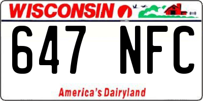 WI license plate 647NFC
