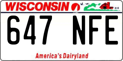 WI license plate 647NFE