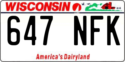 WI license plate 647NFK