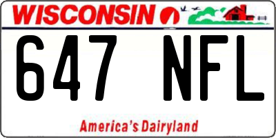 WI license plate 647NFL