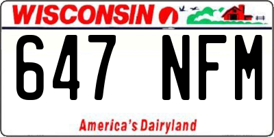 WI license plate 647NFM
