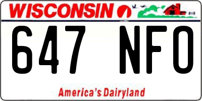 WI license plate 647NFO