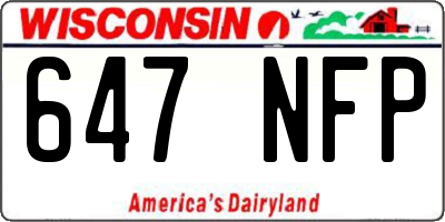 WI license plate 647NFP
